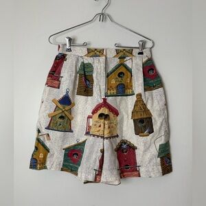 Vintage Buckles brand 100% cotton birdhouse high waisted shorts size S